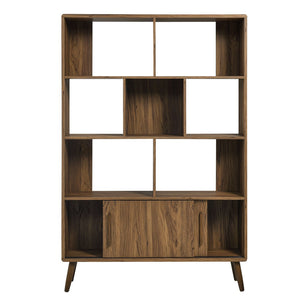 Modway Furniture Transmit 45" Bookcase with Sliding Doors – Stylish Mid-Century Design for Modern Storage Solutions Walnut EEI-7193-WAL