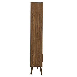 Modway Furniture Transmit 59" Bookcase with Sliding Doors - Stylish Mid-Century Design for Modern Living Spaces Walnut EEI-7194-WAL