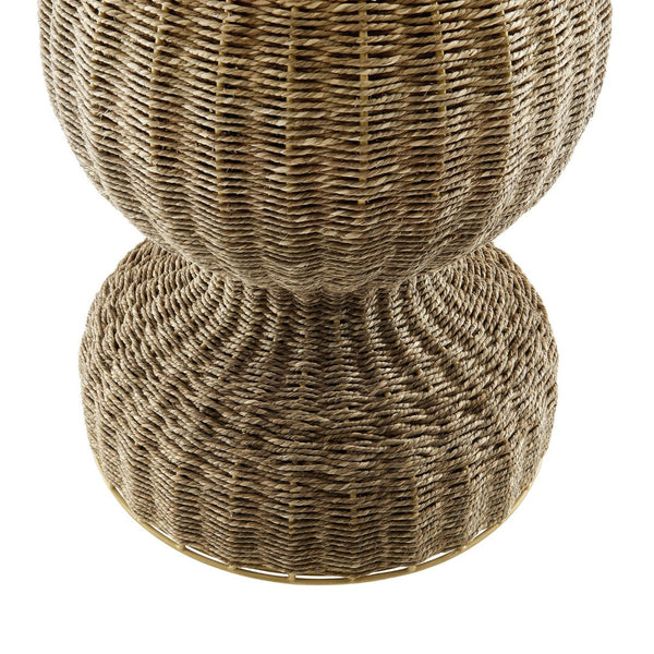 Modway Furniture Zale 36" Round Marble Dining Table with Handwoven Seagrass Base - Perfect for Small Spaces & Style! EEI-7195-WHI-NAT