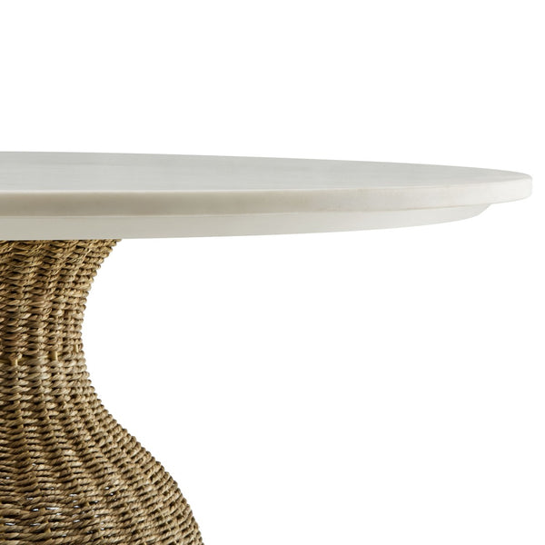 Modway Furniture Zale 36" Round Marble Dining Table with Handwoven Seagrass Base - Perfect for Small Spaces & Style! EEI-7195-WHI-NAT
