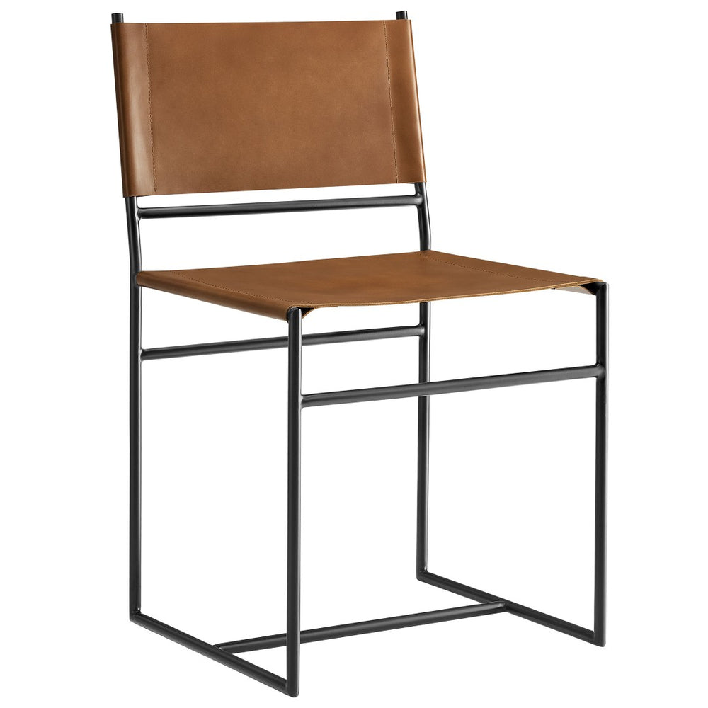 Modway Furniture Thatcher Leather and Metal Dining Chair - Stylish Tan Sling Seat, Sleek Frame for Modern Spaces EEI-7196-TAN