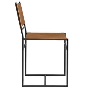 Modway Furniture Thatcher Leather and Metal Dining Chair - Stylish Tan Sling Seat, Sleek Frame for Modern Spaces EEI-7196-TAN