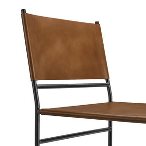 Modway Furniture Thatcher Leather and Metal Dining Chair - Stylish Tan Sling Seat, Sleek Frame for Modern Spaces EEI-7196-TAN