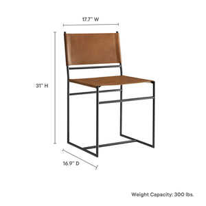 Modway Furniture Thatcher Leather and Metal Dining Chair - Stylish Tan Sling Seat, Sleek Frame for Modern Spaces EEI-7196-TAN