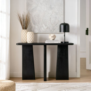 Modway Furniture Porter 45" Wood Console Table - Stylish Black Mango Wood with Geometric Legs for Modern Spaces EEI-7197-BLK