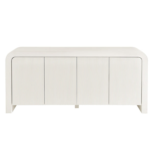 Modway Furniture Waterflute 70" Fluted Sideboard Cabinet - Modern Storage Solution with Adjustable Shelves & Style White Matte EEI-7198-IVO