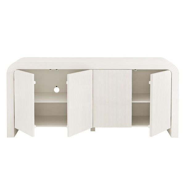 Modway Furniture Waterflute 70" Fluted Sideboard Cabinet - Modern Storage Solution with Adjustable Shelves & Style White Matte EEI-7198-IVO