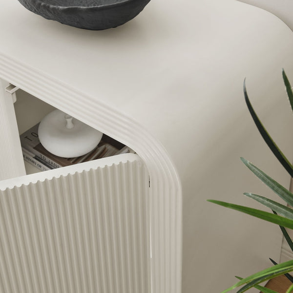 Modway Furniture Waterflute 70" Fluted Sideboard Cabinet - Modern Storage Solution with Adjustable Shelves & Style White Matte EEI-7198-IVO