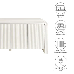 Modway Furniture Waterflute 70" Fluted Sideboard Cabinet - Modern Storage Solution with Adjustable Shelves & Style White Matte EEI-7198-IVO