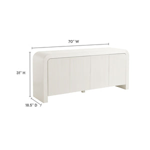 Modway Furniture Waterflute 70" Fluted Sideboard Cabinet - Modern Storage Solution with Adjustable Shelves & Style White Matte EEI-7198-IVO