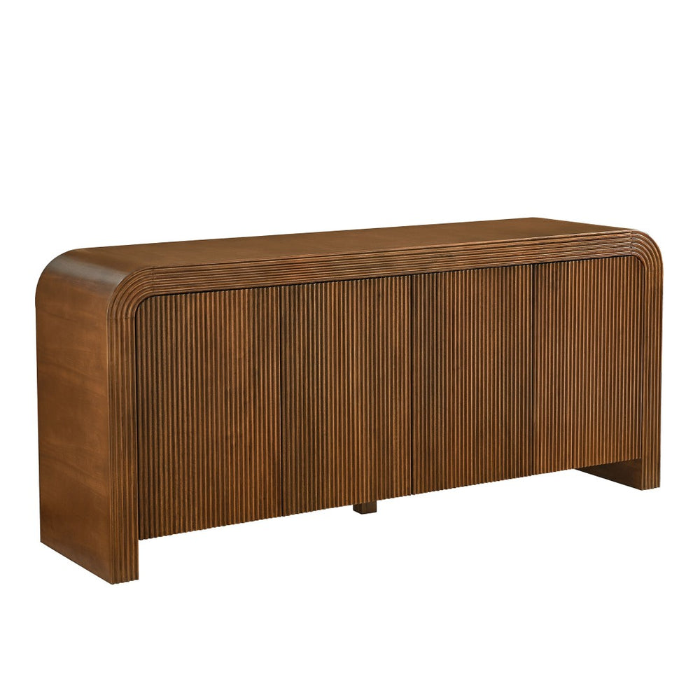 Modway Furniture Waterflute 70" Fluted Sideboard Cabinet - Modern Storage Solution with Adjustable Shelves & Style Walnut EEI-7198-WAL