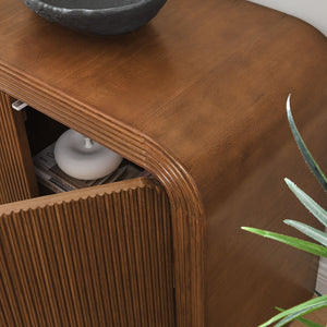 Modway Furniture Waterflute 70" Fluted Sideboard Cabinet - Modern Storage Solution with Adjustable Shelves & Style Walnut EEI-7198-WAL