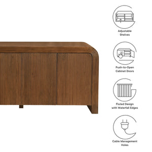 Modway Furniture Waterflute 70" Fluted Sideboard Cabinet - Modern Storage Solution with Adjustable Shelves & Style Walnut EEI-7198-WAL