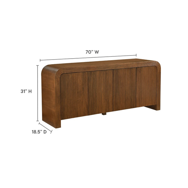 Modway Furniture Waterflute 70" Fluted Sideboard Cabinet - Modern Storage Solution with Adjustable Shelves & Style Walnut EEI-7198-WAL