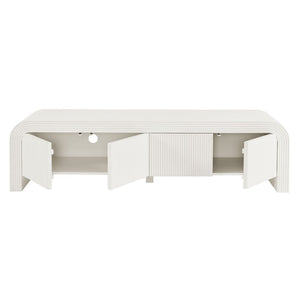 Modway Furniture Waterflute 68" Fluted TV Stand - Modern Storage Solution with Push-To-Open Doors and Cable Management White Matte EEI-7199-IVO