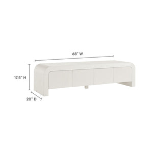 Modway Furniture Waterflute 68" Fluted TV Stand - Modern Storage Solution with Push-To-Open Doors and Cable Management White Matte EEI-7199-IVO