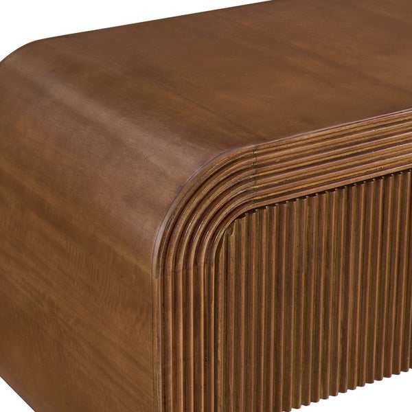 Modway Furniture Waterflute 68" Fluted TV Stand - Modern Storage Solution with Push-To-Open Doors and Cable Management Walnut EEI-7199-WAL