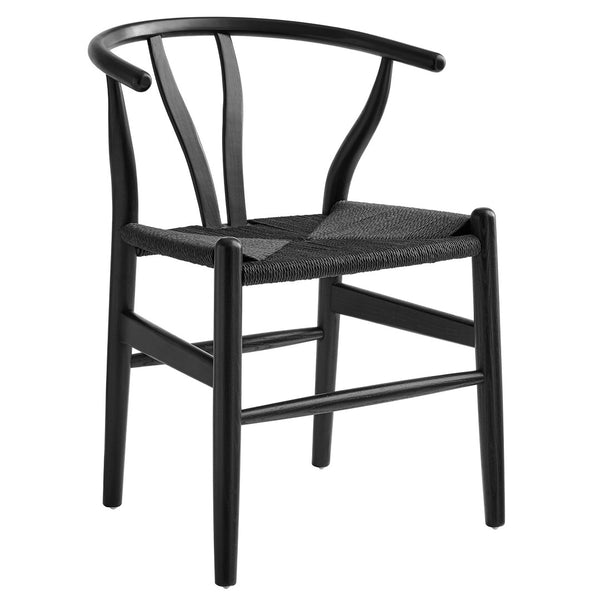 Modway Furniture Amish 29" Handcrafted Wood Dining Chair – Mid-Century Rustic Style with Comfort and Durability Black Black EEI-7200-BLK-BLK