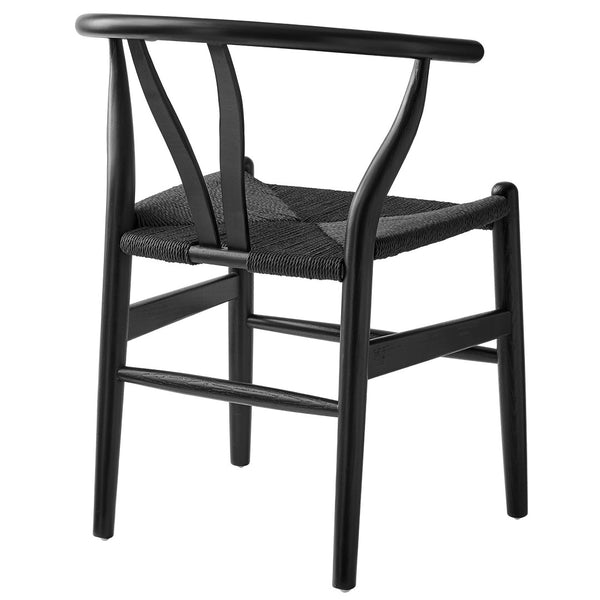 Modway Furniture Amish 29" Handcrafted Wood Dining Chair – Mid-Century Rustic Style with Comfort and Durability Black Black EEI-7200-BLK-BLK