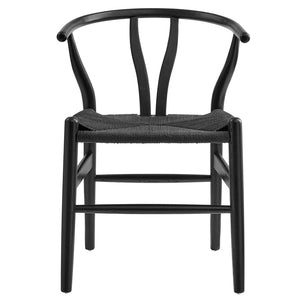 Modway Furniture Amish 29" Handcrafted Wood Dining Chair – Mid-Century Rustic Style with Comfort and Durability Black Black EEI-7200-BLK-BLK