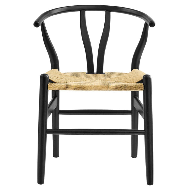 Modway Furniture Amish 29" Handcrafted Wood Dining Chair – Mid-Century Rustic Style with Comfort and Durability Black EEI-7200-BLK
