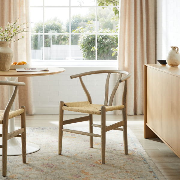 Modway Furniture Amish 29" Handcrafted Wood Dining Chair – Mid-Century Rustic Style with Comfort and Durability Gray EEI-7200-GRY