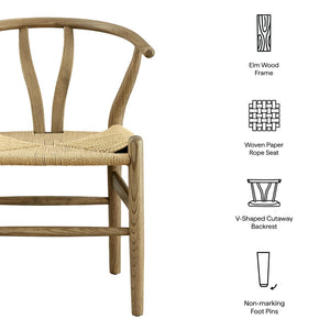 Modway Furniture Amish 29" Handcrafted Wood Dining Chair – Mid-Century Rustic Style with Comfort and Durability Gray EEI-7200-GRY