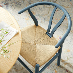 Modway Furniture Amish 29" Handcrafted Wood Dining Chair – Mid-Century Rustic Style with Comfort and Durability Harbor Blue EEI-7200-HAR