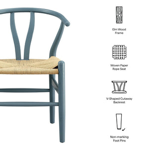 Modway Furniture Amish 29" Handcrafted Wood Dining Chair – Mid-Century Rustic Style with Comfort and Durability Harbor Blue EEI-7200-HAR