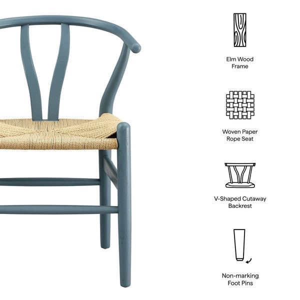 Modway Furniture Amish 29" Handcrafted Wood Dining Chair – Mid-Century Rustic Style with Comfort and Durability Harbor Blue EEI-7200-HAR