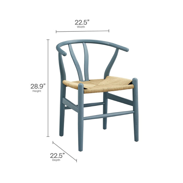 Modway Furniture Amish 29" Handcrafted Wood Dining Chair – Mid-Century Rustic Style with Comfort and Durability Harbor Blue EEI-7200-HAR