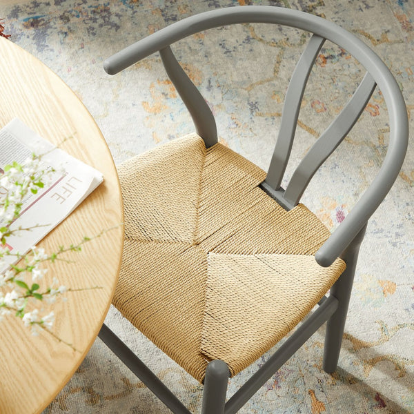 Modway Furniture Amish 29" Handcrafted Wood Dining Chair – Mid-Century Rustic Style with Comfort and Durability Light Gray EEI-7200-LGR