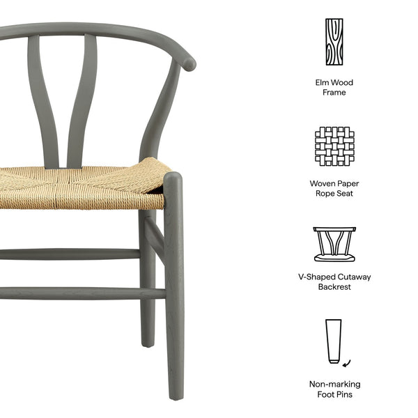 Modway Furniture Amish 29" Handcrafted Wood Dining Chair – Mid-Century Rustic Style with Comfort and Durability Light Gray EEI-7200-LGR