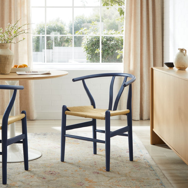 Modway Furniture Amish 29" Handcrafted Wood Dining Chair – Mid-Century Rustic Style with Comfort and Durability Midnight EEI-7200-MID