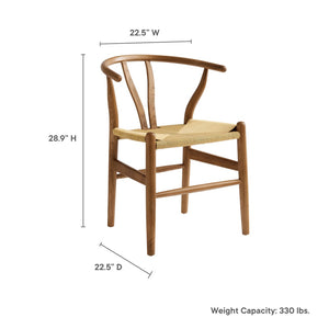 Modway Furniture Amish 29" Handcrafted Wood Dining Chair – Mid-Century Rustic Style with Comfort and Durability Walnut EEI-7200-WAL