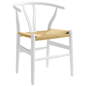 Modway Furniture Amish 29" Handcrafted Wood Dining Chair – Mid-Century Rustic Style with Comfort and Durability White EEI-7200-WHI