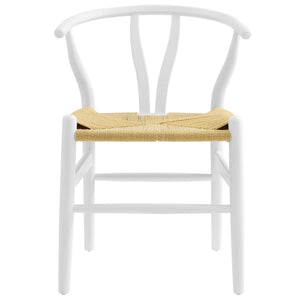 Modway Furniture Amish 29" Handcrafted Wood Dining Chair – Mid-Century Rustic Style with Comfort and Durability White EEI-7200-WHI