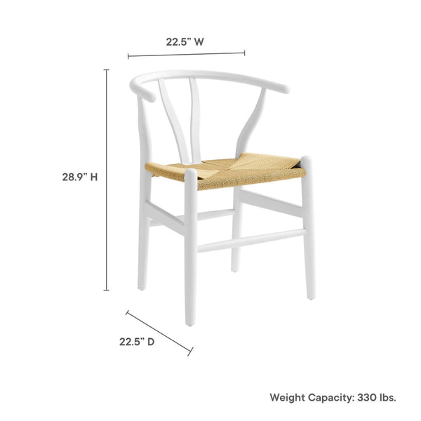 Modway Furniture Amish 29" Handcrafted Wood Dining Chair – Mid-Century Rustic Style with Comfort and Durability White EEI-7200-WHI