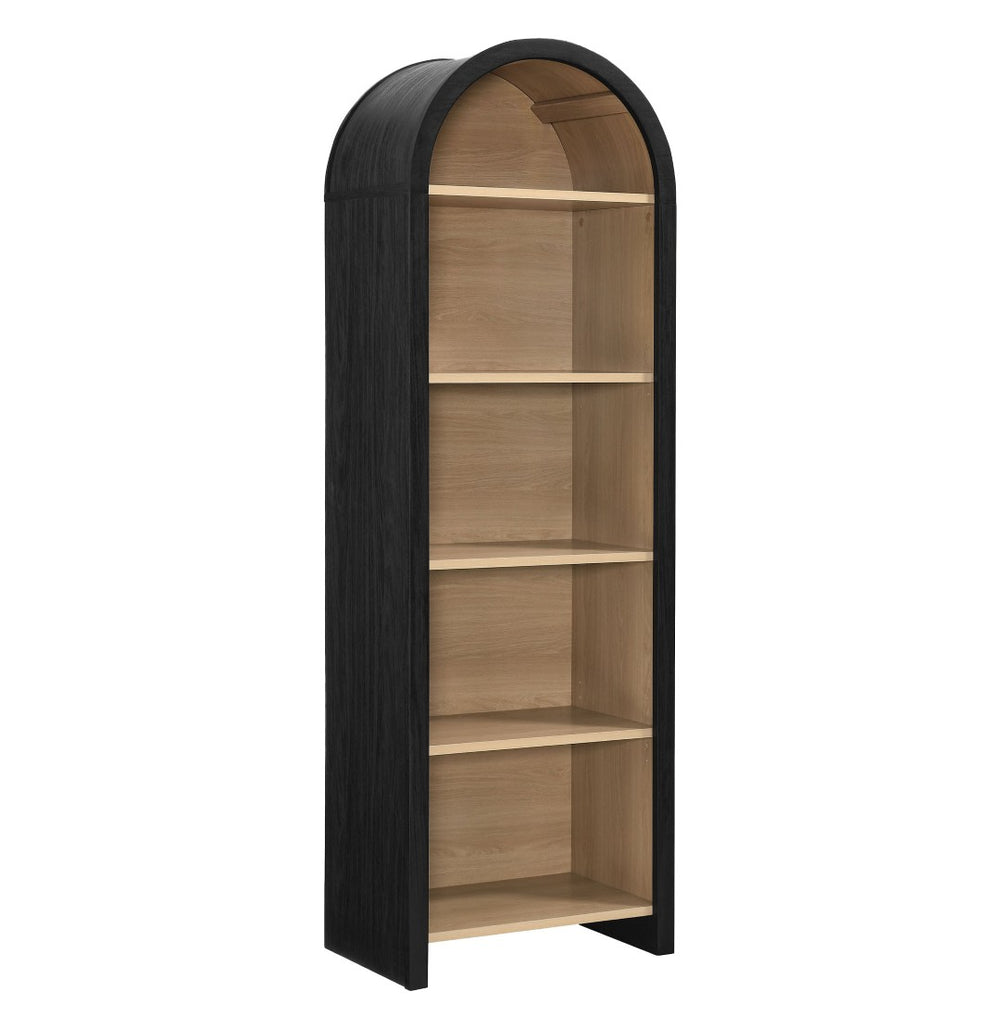 Modway Furniture Evie Arched Narrow Bookcase - Stylish 5-Shelf Display Cabinet for Modern Living & Home Office Decor EEI-7201-BLK-OAK