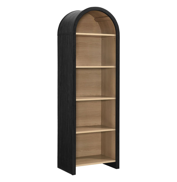Modway Furniture Evie Arched Narrow Bookcase - Stylish 5-Shelf Display Cabinet for Modern Living & Home Office Decor EEI-7201-BLK-OAK