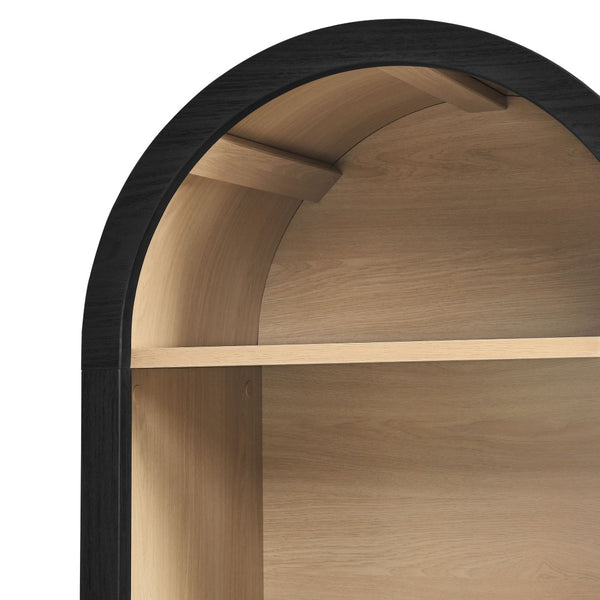 Modway Furniture Evie Arched Narrow Bookcase - Stylish 5-Shelf Display Cabinet for Modern Living & Home Office Decor EEI-7201-BLK-OAK