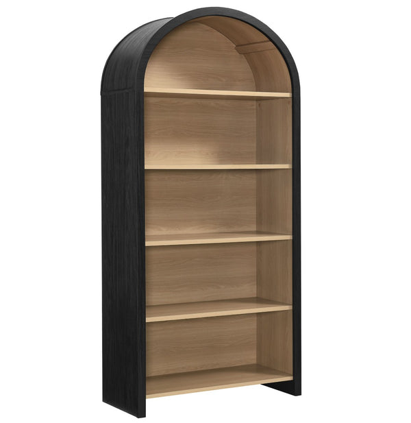 Modway Furniture Evie Arched Wide Bookcase - Five-Tier Display Cabinet with Elegant Design and Durable Functionality EEI-7202-BLK-OAK