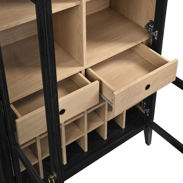 Modway Furniture Nolan Arched Bar Cabinet - Stylish Modern Farmhouse Storage with Tempered Glass Doors & Gold Accents Black Oak EEI-7203-BLK-OAK