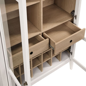 Modway Furniture Nolan Arched Bar Cabinet - Stylish Modern Farmhouse Storage with Tempered Glass Doors & Gold Accents Ivory Oak EEI-7203-IVO-OAK