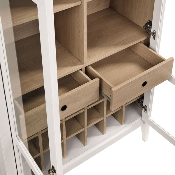 Modway Furniture Nolan Arched Bar Cabinet - Stylish Modern Farmhouse Storage with Tempered Glass Doors & Gold Accents Ivory Oak EEI-7203-IVO-OAK