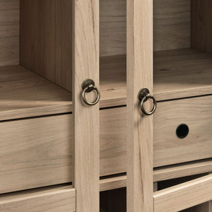 Modway Furniture Nolan Arched Bar Cabinet - Stylish Modern Farmhouse Storage with Tempered Glass Doors & Gold Accents Light Oak EEI-7203-LOA