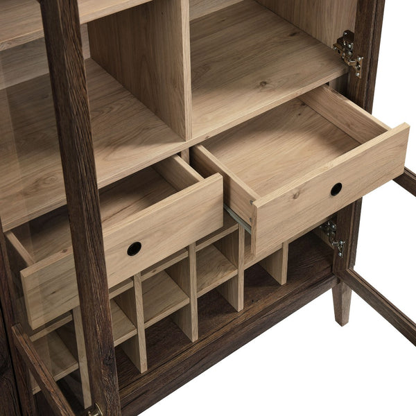 Modway Furniture Nolan Arched Bar Cabinet - Stylish Modern Farmhouse Storage with Tempered Glass Doors & Gold Accents Walnut Light Oak EEI-7203-WAL-LOA