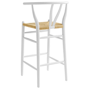 Modway Furniture Amish Wood Bar Stool - Handcrafted Mid-Century Design with Comfortable Paper Rope Seat for Any Space White EEI-7210-WHI