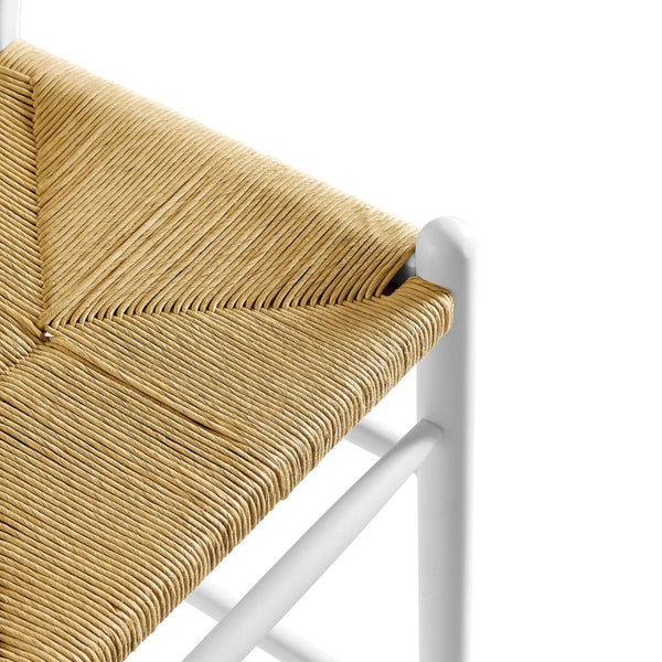 Modway Furniture Amish Wood Bar Stool - Handcrafted Mid-Century Design with Comfortable Paper Rope Seat for Any Space White EEI-7210-WHI