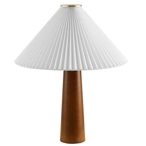 Modway Furniture Jessica Wooden Base Table Lamp with Pleated Fabric Shade - Stylish Ambient Lighting for Any Space EEI-7212-WAL